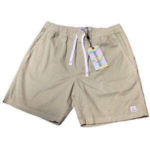 Baja Llama‎ Mens Shorts Beige Elastic Waist Drawstring Casual Size m - NWT